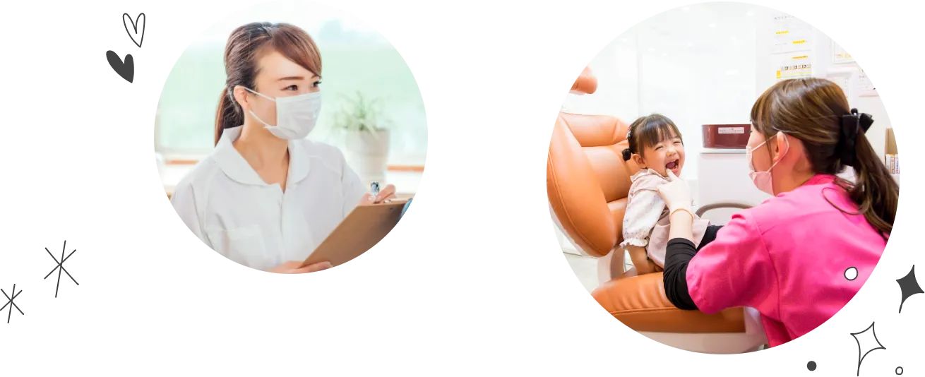 歯科衛生士と治療を受ける子ども
